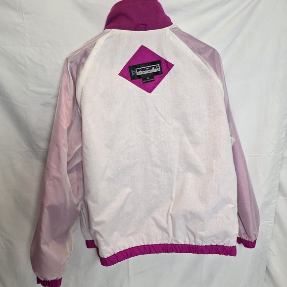 80s Pacific Trail Pink Windbreaker Pullover XL Hood Vintage Jacket Coat Tags - Picture 10 of 16